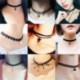 * 35 - Vintage retro fekete csipke kristály varázsa medál choker nyaklánc gótikus ékszerek