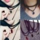 * 35 - Vintage retro fekete csipke kristály varázsa medál choker nyaklánc gótikus ékszerek