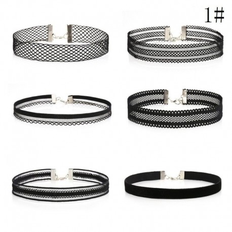 6db / 7. készlet - 10db / készlet gótikus bársonyos tetoválás csipke choker gallér medál nyaklánc punk ékszerek