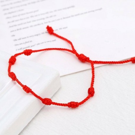 1db - 2db szerencsés piros húrkarkötő Kabbala Amulet 7 csomós védőkötél Unisex USA