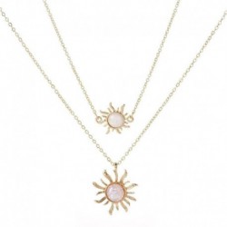 Arany - Boho női többrétegű hosszú láncú napraforgó medál choker nyaklánc ékszer ajándék