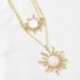 Arany - Boho női többrétegű hosszú láncú napraforgó medál choker nyaklánc ékszer ajándék