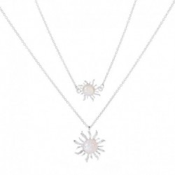 Ezüst - Boho női többrétegű hosszú láncú napraforgó medál choker nyaklánc ékszer ajándék