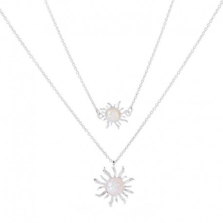 Ezüst - Boho női többrétegű hosszú láncú napraforgó medál choker nyaklánc ékszer ajándék