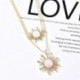 Ezüst - Boho női többrétegű hosszú láncú napraforgó medál choker nyaklánc ékszer ajándék