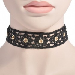 11 * - Vintage gótikus fekete csipke virág fojtó gallér nyaklánc Retro Punk női ékszerek