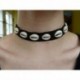 Nincs szín - Fekete bőr Cowrie Shell Choker nyaklánc Előke nyilatkozat Charm Medál ékszerek