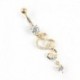 fehér - 1x strasszos testpiercing Dangle Crystal Navel hasgombos rúd súlyzó gyűrűk