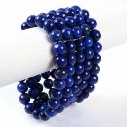 Nincs szín - 8 mm-es természetes kék Lapis lazuli kerek drágakő nyújtható gyöngy karperec karkötő ajándék