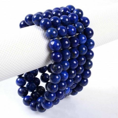 Nincs szín - 8 mm-es természetes kék Lapis lazuli kerek drágakő nyújtható gyöngy karperec karkötő ajándék