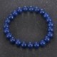 Nincs szín - 8 mm-es természetes kék Lapis lazuli kerek drágakő nyújtható gyöngy karperec karkötő ajándék