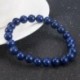 Nincs szín - 8 mm-es természetes kék Lapis lazuli kerek drágakő nyújtható gyöngy karperec karkötő ajándék