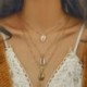 N018 - Természetes héj többrétegű nyaklánc Arany tengeri kagyló medál Chocker Beach ékszerek