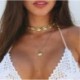 N018 - Természetes héj többrétegű nyaklánc Arany tengeri kagyló medál Chocker Beach ékszerek