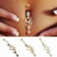* 1 Arany - CZ súlyzó hasi gomb köldökgyűrű női kristályvirág testpiercing ékszerek
