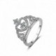 9. - Divat 925 ezüst korona fehér zafír Birthstone esküvői nászgyűrű Sz 6-10