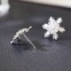 * 3 fülbevaló (1cm) - Ezüst karácsonyi hópehely strasszos kristály nyaklánc Stud fülbevaló ékszer szett