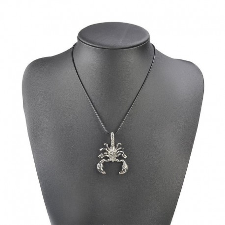 Ezüst - Férfi Vintage Scorpion nyaklánc bőr kötél medál nyak lánc ékszer tartozék