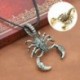 Ezüst - Férfi Vintage Scorpion nyaklánc bőr kötél medál nyak lánc ékszer tartozék