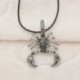Ezüst - Férfi Vintage Scorpion nyaklánc bőr kötél medál nyak lánc ékszer tartozék
