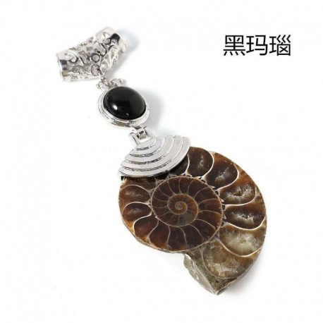 Fekete ónix - Rózsakvarc AMMONIT FOSSIL medál csakra reiki gyógyító amulett energia US