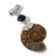 Fekete ónix - Rózsakvarc AMMONIT FOSSIL medál csakra reiki gyógyító amulett energia US