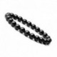 Nincs szín - Természetes 8 mm-es gyönyörű fekete Onyx gyógyító kristály nyújtható gyöngy karkötő Unisex
