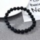 Nincs szín - Természetes 8 mm-es gyönyörű fekete Onyx gyógyító kristály nyújtható gyöngy karkötő Unisex