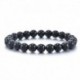 Nincs szín - Természetes 8 mm-es gyönyörű fekete Onyx gyógyító kristály nyújtható gyöngy karkötő Unisex