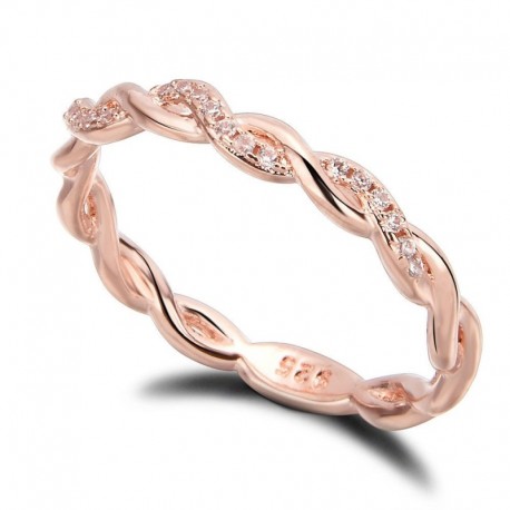 9 * - Divat Unisex 18K rózsaarany töltött gyűrű fehér zafír női esküvői ékszerek