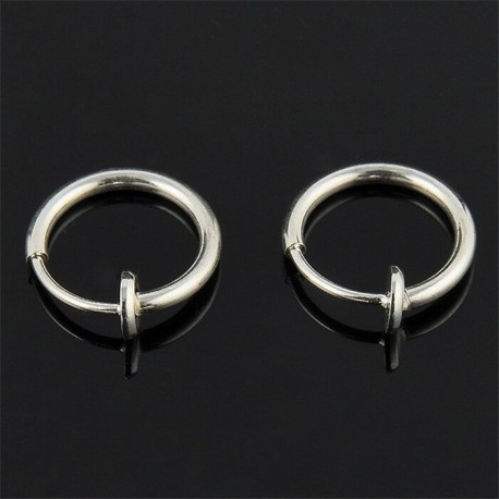 Ezüst - Punk 2db hamis orrajkak gyűrű rugós kapcsos karika fülbevaló unisex piercing septum