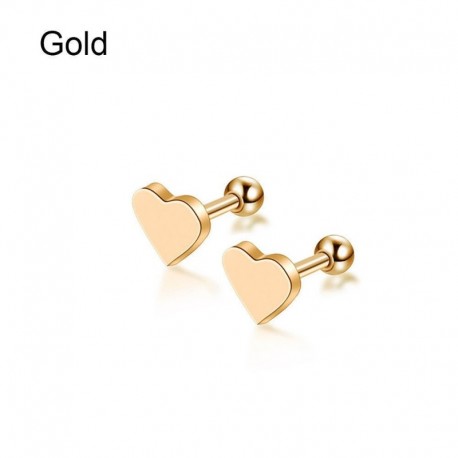 Arany - 2db Piercing Tragus fülbevaló porc Helix szív alakú fülbevalók ékszer ajándék