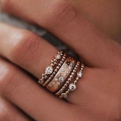 7 * - Vintage 5db / készlet Crystal Rose Gold halmozható gyűrű 5 szikrázó gyűrű Boho ékszer