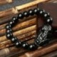 Fekete - Feng Shui fekete obszidián karkötő Pi Xiu vonzza a gazdagságot és a jó szerencsét 14 mm