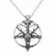 Ezüst - Vintage sátáni kecske okkult rituális Pentagram divat fordított medál nyaklánc