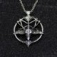 Ezüst - Vintage sátáni kecske okkult rituális Pentagram divat fordított medál nyaklánc