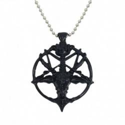 Fekete - Vintage sátáni kecske okkult rituális Pentagram divat fordított medál nyaklánc
