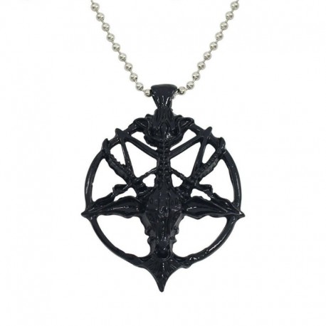 Fekete - Vintage sátáni kecske okkult rituális Pentagram divat fordított medál nyaklánc