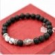 * 2 - Divat természetes fekete láva kő gyöngyös karkötő varázsa Buddha fej karkötő