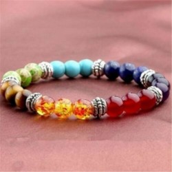 * 7 - 7 csakra kristály lávakő karkötő gyógyító gyöngyök ékszerek Mala Reiki szorongás