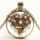 Nincs szín - Vintage Retro Steampunk szív fotó Cabochon üveg medál bronz lánc nyaklánc
