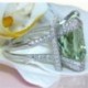 7 - 925 Ezüst Prehnite & White Topaz elegáns esküvői eljegyzési gyűrű ékszer Sz6-10