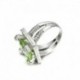 7 - 925 Ezüst Prehnite & White Topaz elegáns esküvői eljegyzési gyűrű ékszer Sz6-10