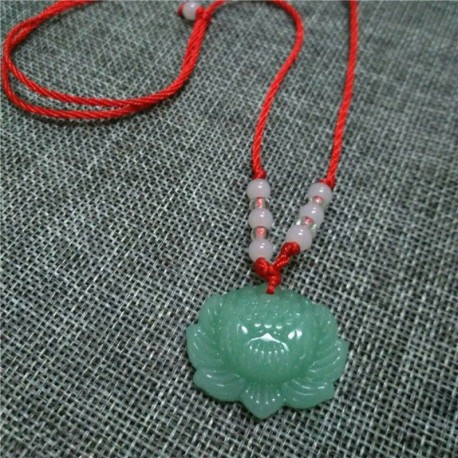 Nincs szín - Divat Természetes Zöld Jade Lotus Charm Medál Szerencsés Nők Állítható Nyaklánc