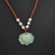 Nincs szín - Divat Természetes Zöld Jade Lotus Charm Medál Szerencsés Nők Állítható Nyaklánc