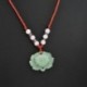Nincs szín - Divat Természetes Zöld Jade Lotus Charm Medál Szerencsés Nők Állítható Nyaklánc
