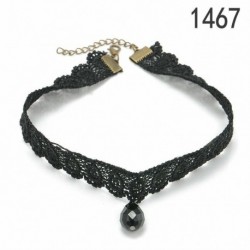 1467 - Gótikus punk fekete bársony báj medál choker nyaklánc kézzel készített retro ékszerek