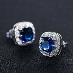 Kék   ezüst - 18K rózsaarany hercegnő vágott topáz szögletes drágakövekkel vágott zafír fülbevalók fülbevaló