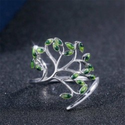 Nincs szín - Női 925 ezüst esküvői eljegyzési gyűrű zöld Peridot állítható gyűrűs ajándék