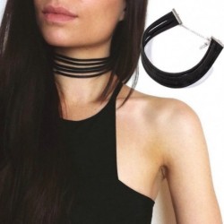 Nincs szín - Fekete bársony choker nyaklánc szalag gótikus gótikus többrétegű gallér ékszerek 90-es évek